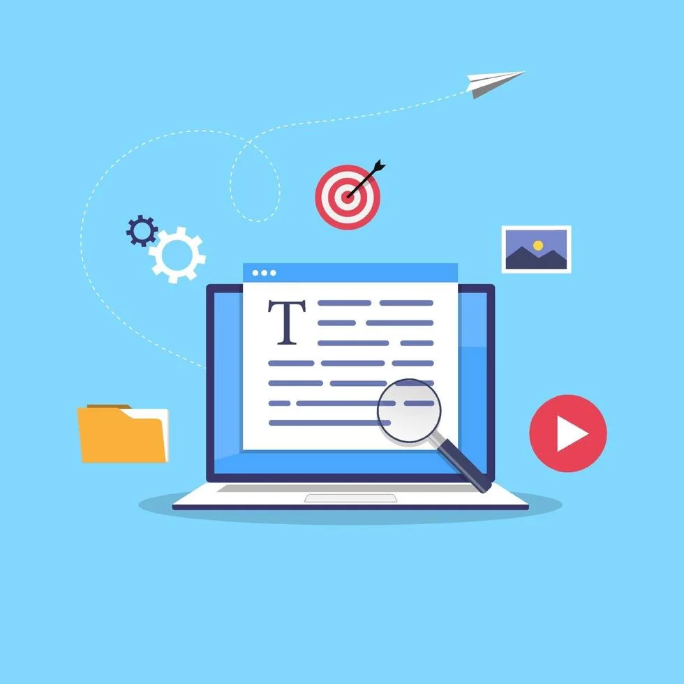 business blogging concept commercial blog posting internet blogging service flat design illustration vector